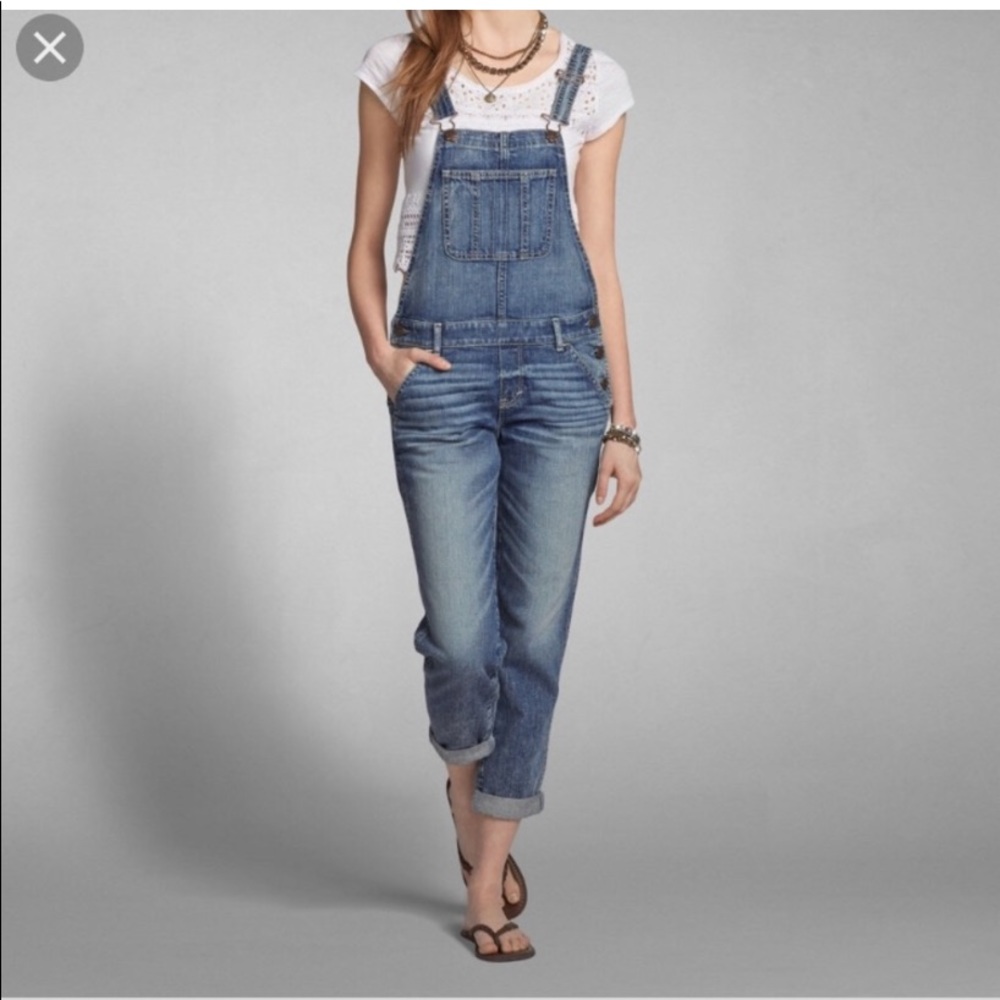 Abercrombie & Fitch Medium Wash Boyfriend Overalls Size XS